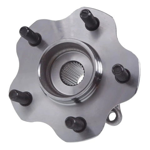 Close-up of Beefy Two Pack Rear Wheel Hub and Bearing Assembly for AWD Nissan Juke 2011-2017, Rogue 2008-2020, with studs