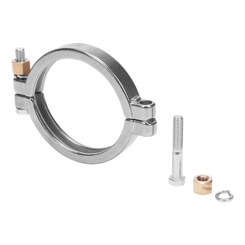 Stainless steel 3.5in sanitary tri-clamp ring and hardware: bolt, brass nut, washer
