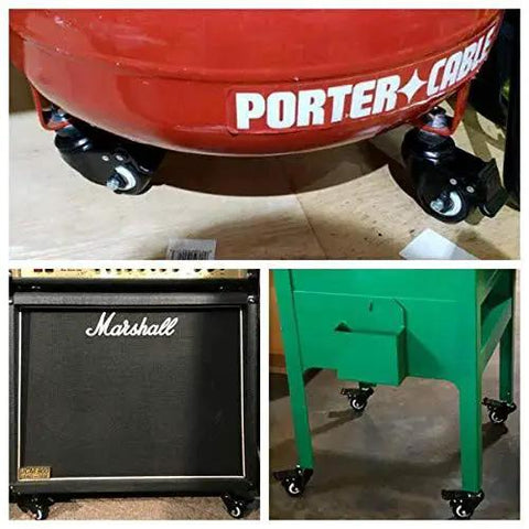 Set Of 4 Stem Casters M8x25 With Double Locking Brake, 2 Inch Heavy Duty PU Rubber Swivel Caster Wheels For Carts and Trolleys