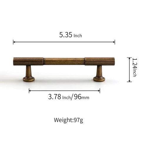 Antique Brass Cabinet Pulls Set Of 10, 3-3/4 Inch Hole Center Solid Zinc Alloy Dresser Drawer Handles with dimensions and weight
