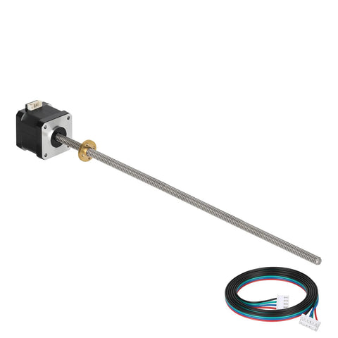 Nema 17 bipolar stepper motor with long silver threaded lead screw and wiring harness