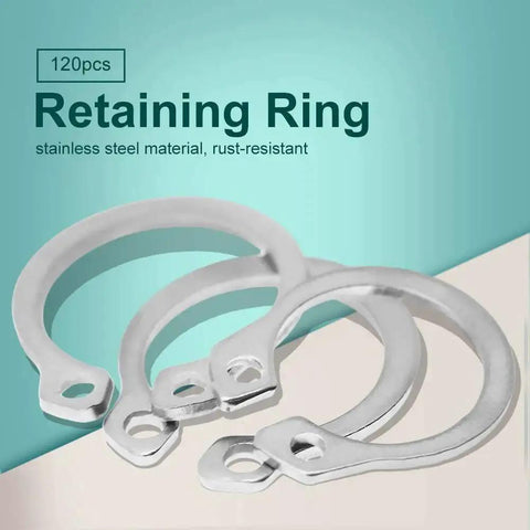 Stainless Steel C Clip Circlip External Retaining Rings Set 9mm To 14mm With Box 120 Piece Assortment for mechanical assemblies.