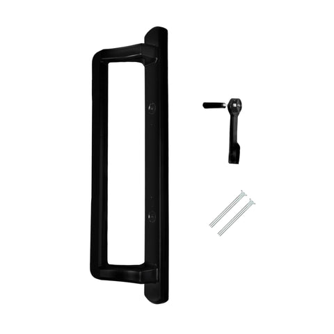 10 Inch Sliding Door Interior Handle With Thumb Latch Lever And Screws, Easy Drop In Replacement Patio Door Handle, Diecast Black Finish