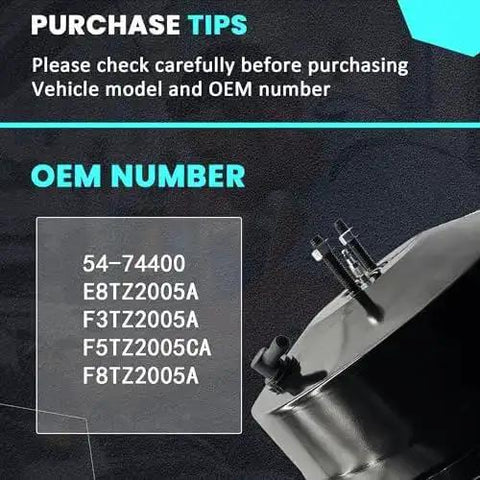 Vacuum Power Brake Booster 54-74400 For Ford F250 F350 Trucks 1987 1997 part with OEM numbers and purchase tips displayed