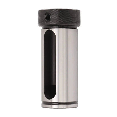 KANASI Morse Taper Drill Sleeve Adapter, silver metal body with knurled black cap