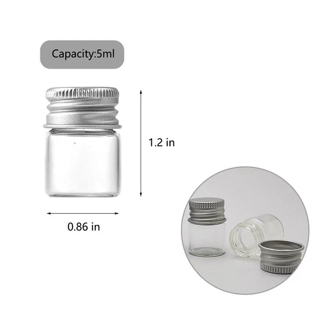 Four Pack 5ml Glass Jars With Lids Tiny Mini Bottles For DIY Crafts Storage And Decor Screw Cap Containers Clear Glass Vials