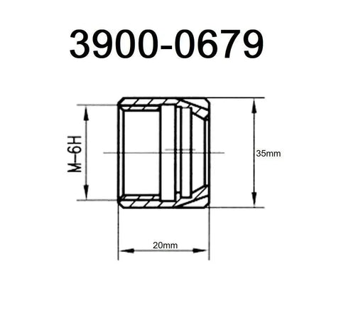 Technical diagram of Mini Collet Chuck Nut For ER-25 With M30 X 1 Thread, 20 mm Length, dimensions 20mm width, 35mm height in tool steel