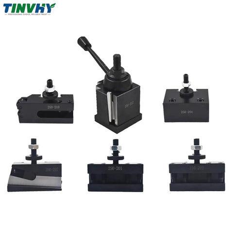 Wedge Type Quick Change Tool Post Set 250-222 for Mini Lathe and 10-15 Swing CNC Lathe Tool Holder, steel construction