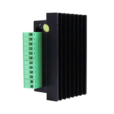 Side view of TB6600 Stepper Motor Driver 4A for 9 to 42V with 32 subdivision, featuring upgraded plastic cover version for CNC controllers.