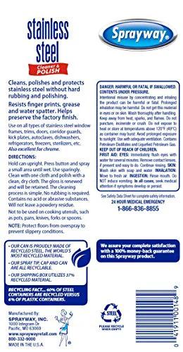 Sprayway stainless steel cleaner bottle, 15 oz, water-based with Sprayway logo on label