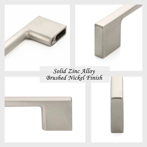 10 Pack 5 Inch Hole Center Brushed Nickel Cabinet Pulls Satin Nickel Hardware with solid zinc alloy build, multiple angles