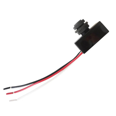 Dusk To Dawn Outdoor Photocell Sensor Switch 12V DC Auto On Off Post Lamp Light Control with exposed wires and black casing