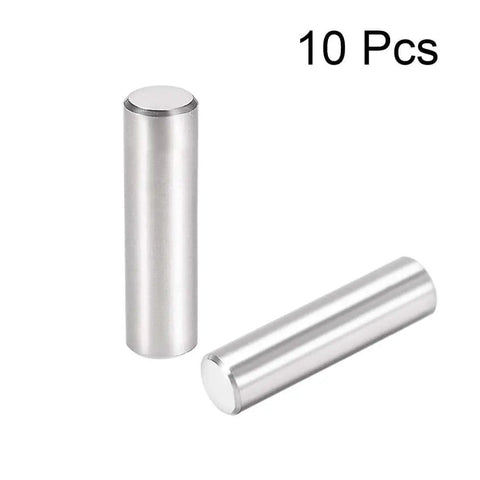 Two pieces of Ten Pack 8mm By 30mm Stainless Steel Dowel Pins Set For Shelves And Fastening, centerless ground finish, 10 Pcs, silver tone.