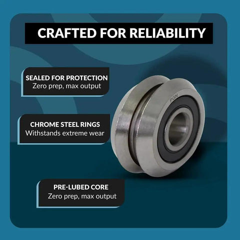 Four Pack RM2-2RS Three Eighths Inch Rubber Sealed V Groove Roller Ball Bearing Chrome Steel High Speed Up To 6500 RPM