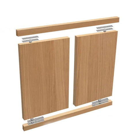 Heavy Duty Hidden Door Pivot Hinge Set 360 Degree Rotation Stainless Steel Center Shaft Hinges With Screws Two Pieces Concealed Revolving Door Hinge System For Smooth Quiet Operation In Interior Doors And Cabinets shown installed on wooden panels
