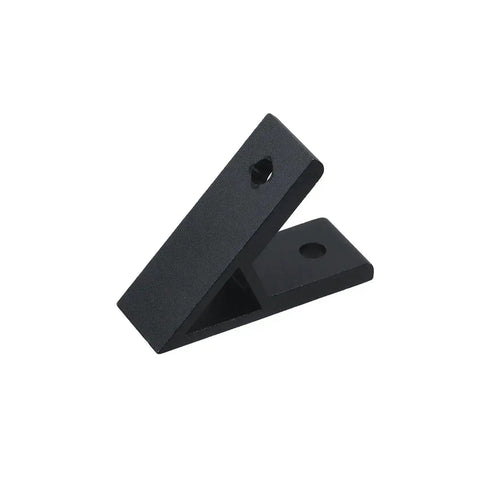4 Pack 45 Degree Aluminum Corner Brackets For 3030 Extrusions Black With Mounting Screws And Nuts, side view of single bracket