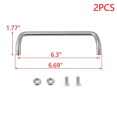 2 Pack 90 Degree Offset Door Pulls in Stainless Steel for Cabinets with Screws, 6.3 Inch C-to-C and 0.39 Inch Diameter