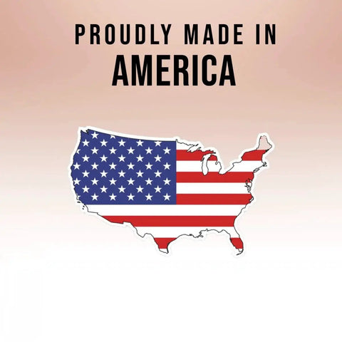 Magnetic bumper sticker, front view: United States map outline filled with American flag stripes, white border.