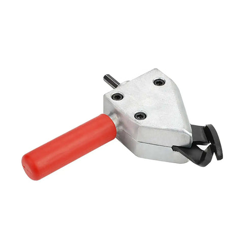 Metal Nibbler Drill Attachment For 12V Electric Drills with red ergonomic handle and cutting head.