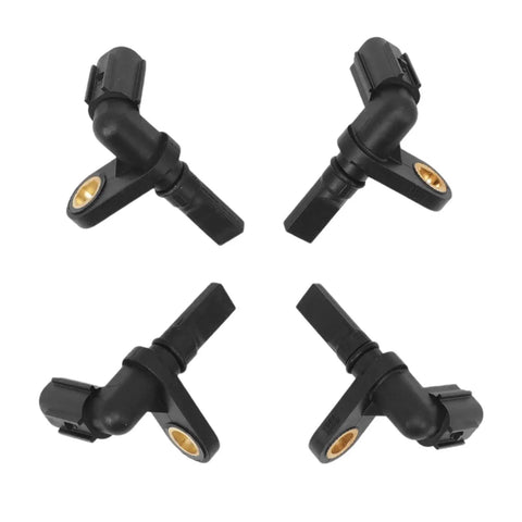 4-pack black ABS wheel speed sensors for Toyota Tundra (2007–2017): front and rear left and right.