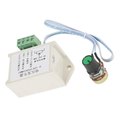 0-10V DC Generator Potentiometer Module For PLC And MCU Interface, adjustable analog voltage output with wiring harness, front view.