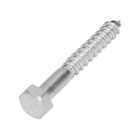 Beefy Half Thread Hex Lag Screws Self Tapping Wood Screws In A2-70 Stainless Steel For Carpentry And Wooden Structures, M8x60mm