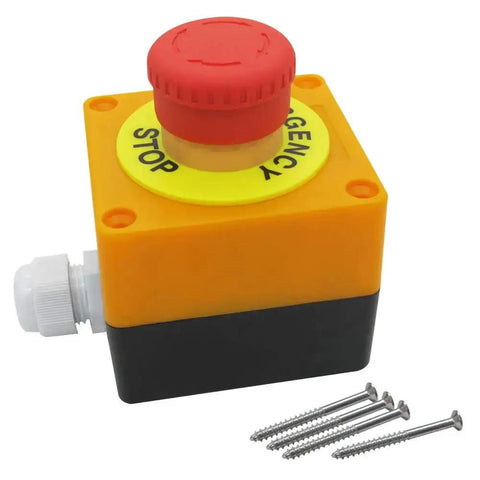 Emergency Stop Push Button Switch 2 NC Contacts Latching Type 600V 10A with yellow cap and screws