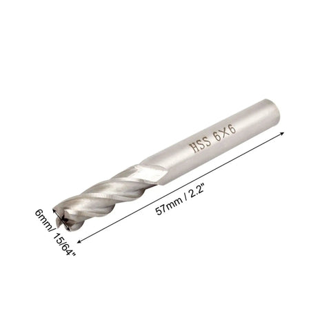 4 Pack HSS End Mills With Straight Shank 4 Flute Cutting Tools 6mm Diameter 6mm Shank 57mm Total Length CNC Milling Bits