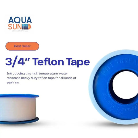 Three Quarter Inch PTFE Teflon Tape Pro Grade 520 Inches Long For Plumbers And Pipe Fittings, Leak Proof Thread Seal Tape For Air And Water Lines, Nonstick And Easy To Apply For DIY Projects, spool and label view