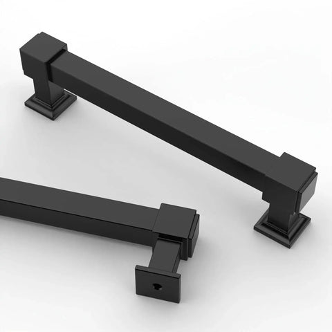 10 Pack 5-Inch Matte Black Cabinet Pulls for Cabinets and Cupboards, showing two pulls on white background