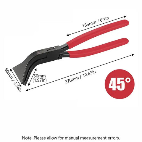 Three Piece Sheet Metal Bender Pliers Set For Roofing And HVAC Ductwork, Carbon Steel Hand Seamer 45 Degree with Measurements
