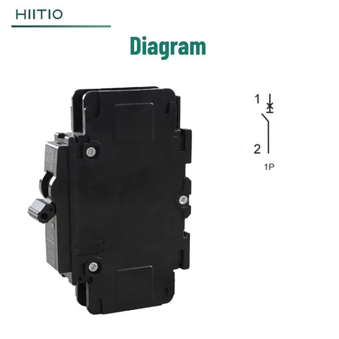 AC Miniature Circuit Breaker 15 Amp 120V 240V 1 Pole DIN Rail Mount 35mm UL489 Listed HCB1U60 MCB side view with diagram