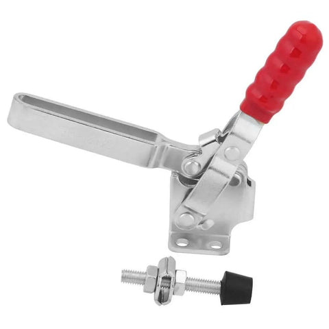 Heavy Duty 500 Lb Toggle Clamp With Quick Release And Anti Slip Rubber Tip for woodworking jigs and fixtures visible in use