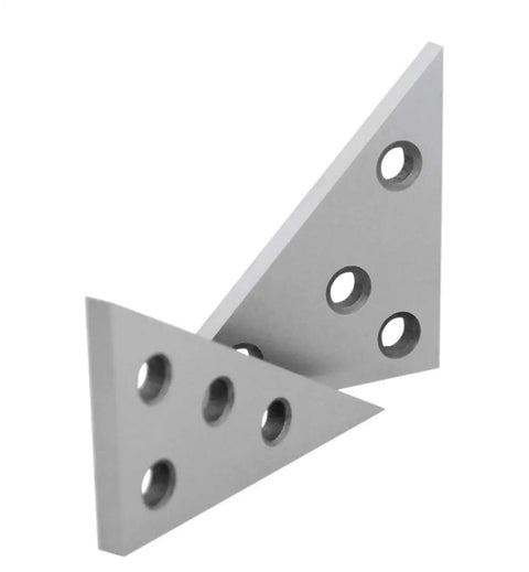 Two-Piece Solid Angle Plate Set For Machinists With 30-60-90 And 45-45-90 Degrees, Hardened Ground Steel Precision Blocks, Ideal For Tooling Setup Production And Inspection, Four 0.311 Inch Mounting Holes, Accuracy Within Ten Minutes Of Angle