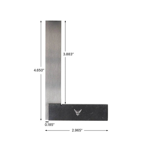 Machinist Square For Accurate Layout And Right Angles In Woodworking Pro Grade Precision Ground 90 Degree Square 4 X 3 Inch Hardened Tool Steel Blade With Tight Tolerance Ideal For Precision Measuring And Layout Work By PEC Tools