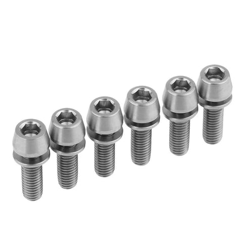 Titanium MTB Stem Bolts M5x16/18/20mm Taper Head Hex Socket Screws With Titanium Washers Pack Of 6 Dope Grade 5 6AL4V