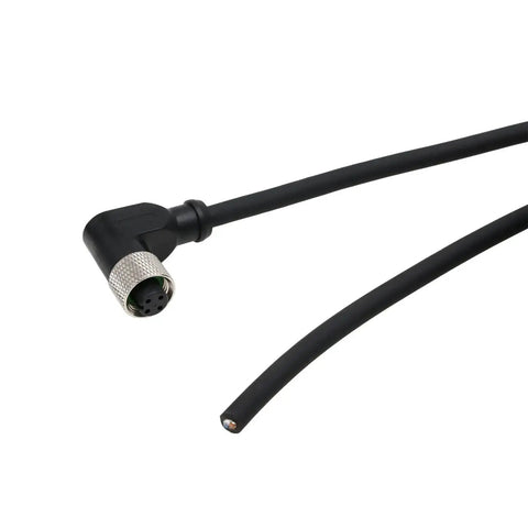 Elbow M12 A Coded 4 Pin Female Connector Shielded Cable to Bare Wire Leads for Sensor Actuator and Industrial Automation 3m