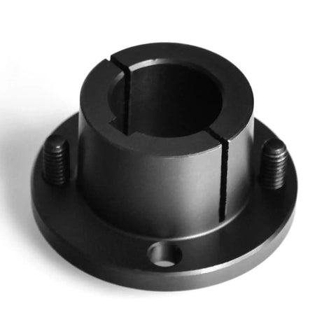 Front view of 1 Inch Bore H Style Steel Sheave Pulley Bushing Split Taper with keyed shaft design for industrial use by MinerGuy