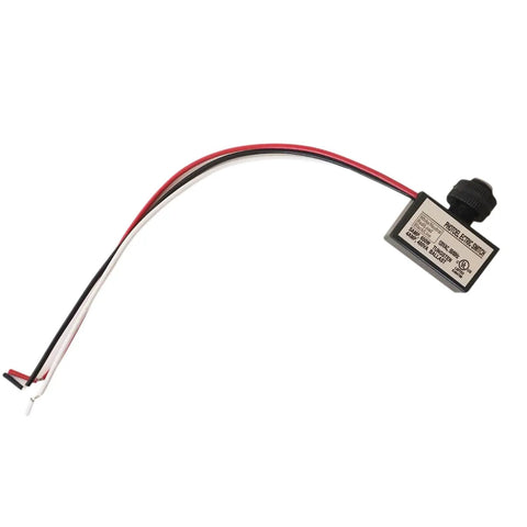 Photoelectric Switch For Outdoor Lighting 120V AC Hard Wired Post And Wall Mount Dusk To Dawn Sensor with wires and label visible.