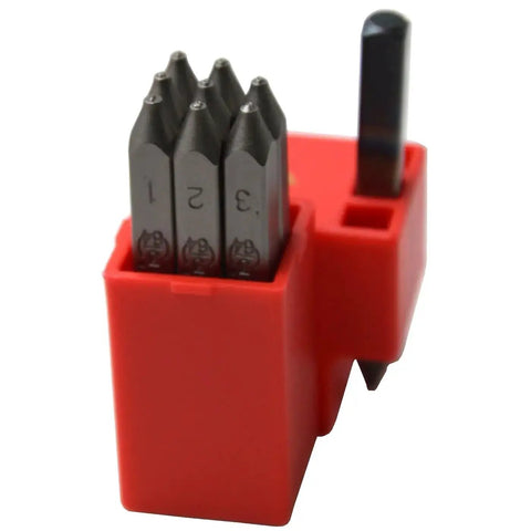 Beefy Heavy Duty Steel Stamp Set 36 Piece Uppercase Letters And Numbers 1 Sixteenth Inch 1.5mm Hand Stamping Kit in red case