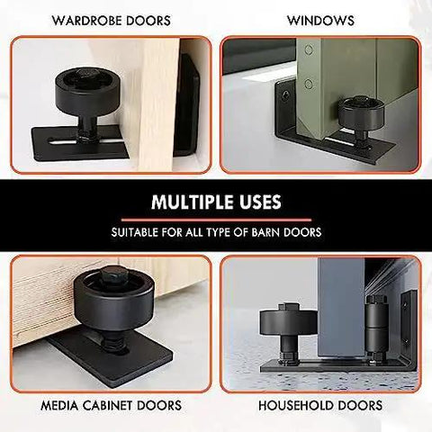 Four Pack Barn Door Floor Guides With Bottom Adjustable Roller Eight Setup Options For Quiet Flush Wall Mount Design