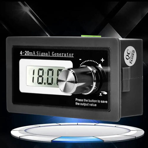 4-20mA Signal Generator for Precise Current Loop Calibration with 18.00 display, adjustable knob, QC badge