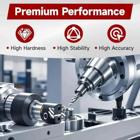 Industrial machining setup highlighting premium performance with focus on high hardness, stability, and accuracy in operation.