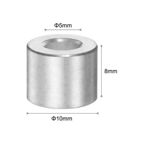 Aluminum Spacer Set 5mm Bore 10mm OD 8mm Length Standoff Bushing For M5 Screws Bolts And Rods Plain Finish Round Spacers