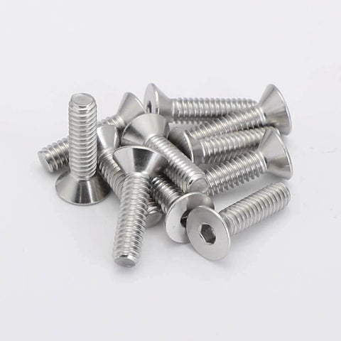 M6 Flat Head Socket Cap Screws 1.0mm Pitch, 25mm Long, Stainless Steel 304 Bright Finish, DIN 7991, Allen Hex Drive, 25 Pack