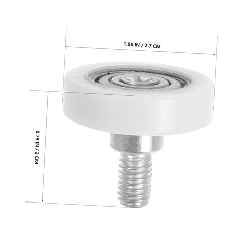 Side view of the wear resistant track wheel with dimensions from 10 Piece Wear Resistant Beefed Up Track Wheels Set For Smooth Drawer And Cabinet Sliding