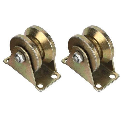 Beefy Heavy Duty V Groove Gate Roller With Steel Bracket For Industrial Sliding Doors And Track Rail System Smooth And Quiet Operation Under Heavy Loads Rugged Steel Wheel For Long Lasting Gate Movement 2 Pack