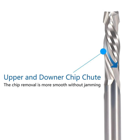 Up Down Cut Carbide End Mills For CNC Router Bits One Eighth Inch Shank Two Flute Spiral Dope Cutting Compression Cutter For Engraving And Woodworking Pack Of Five With ALTIN Coating
