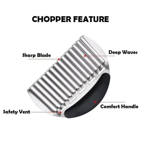 Heavy Duty Stainless Steel Crinkle Cutter For Potatoes And Veggies Wavy Chopper Slicer For French Fries Carrots Apples Onions And Fruits Dishwasher Safe Ergonomic Non Slip Handle Black Style II 1 Piece