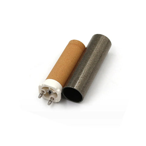 Hot air welder heating core set: 1x brown ceramic core with white 2-terminal connector and 1x metal sleeve